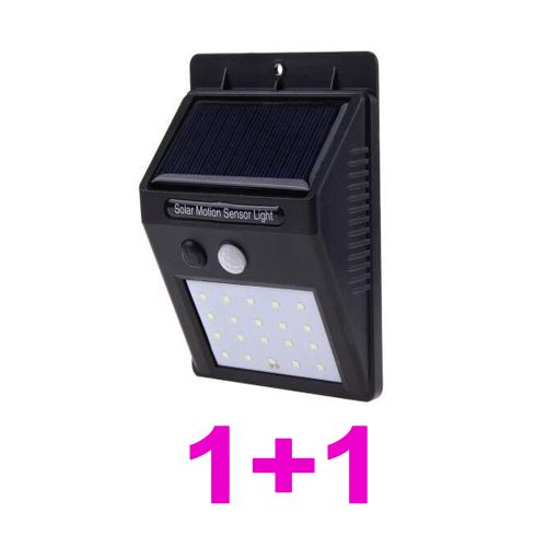1+1 db Motion Light 20 LED-es napelemes kültéri LED Lámpa alkonyat kapcsolóval és mozgásérzékelővel